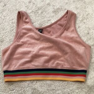wild fable Pink Velvet Crop Tank with Rainbow Stripe Band